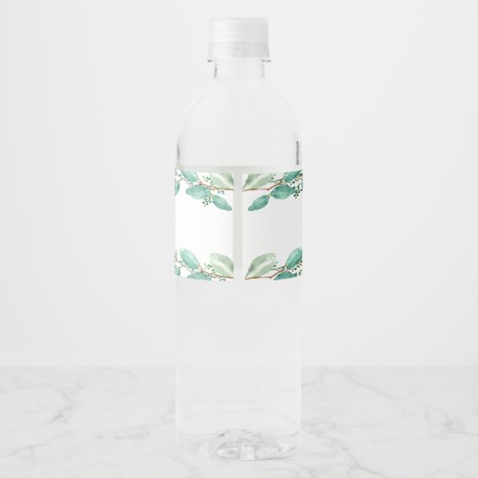 Elegante Eukalyptus Kranz Waterfles Etiket (Achterkant)