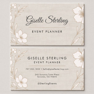 Elegante Event Planner Botanische Bloemige Linnen Visitekaartje