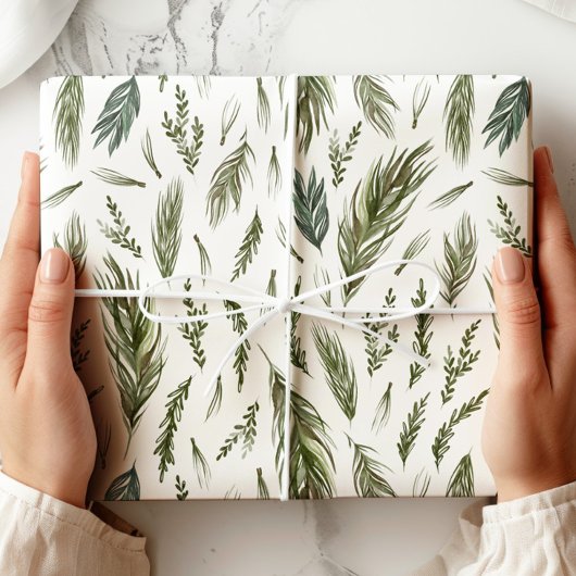 Elegante Evergreen Winter Botanical Cadeaupapier