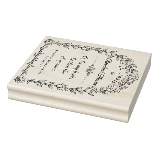 Elegante Ex Libris Library Quote Botanical Rubberstempel (Stempel)