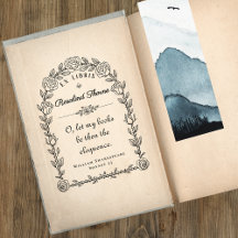 Elegante Ex Libris Library Quote Botanical