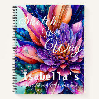 Elegante exotische bloemen, watercolor schetsboek notitieboek