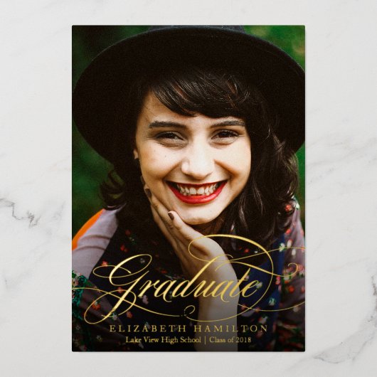 Élégante Faire-part de graduation en calligraphie (Recto)