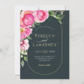 Élégante faire-part de mariage à arc fleuri rose v (Devant)