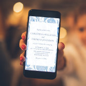 Elégante Faire-part de mariage Bleue Toile Françai