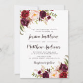 Elégante faire-part de mariage bordeaux (Devant)