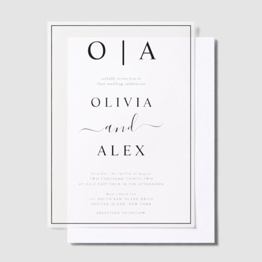 Élégante Faire-part de mariage classique noir et b (Compenser)