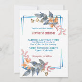 Élégante Faire-part de mariage de fleurs gris-rous (Devant)