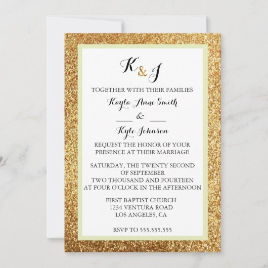 Élégante Faire-part de mariage de Parties scintill (Devant)