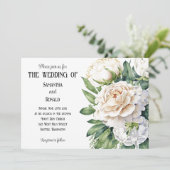 Elégante Faire-part de mariage de roses et de pivo (Debout devant)