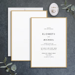 Élégante Faire-part de mariage de typographie noir<br><div class="desc">Un magnifique faire-part de mariage de typographie pour un été ou un mariage de automne ! Cette belle et élégante conception dispose d'un bord doré autour d'une invitation blanche, avec une typographie noire moderne. Un design simple et minimaliste. Merci tellement pour soutenir notre petite entreprise, nous l'apprécions vraiment! Nous sommes...</div>