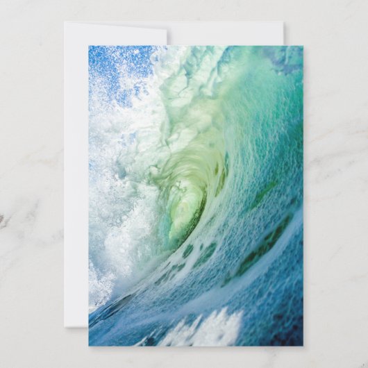 Elégante Faire-part de mariage de vagues bleu océa (Dos)