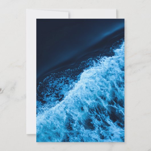 Elégante Faire-part de mariage de vagues bleu océa (Dos)