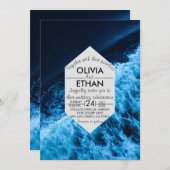 Elégante Faire-part de mariage de vagues bleu océa (Devant / Derrière)
