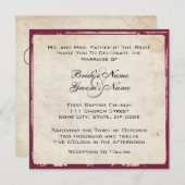 Élégante Faire-part de mariage de vin pourpre (Devant / Derrière)