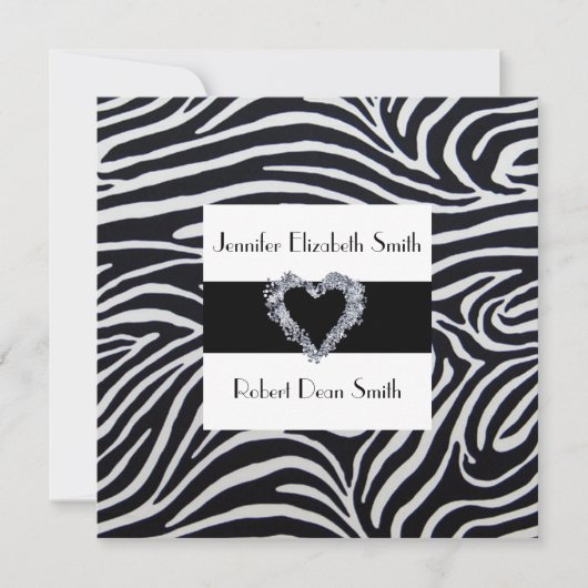 Élégante Faire-part de mariage de Zebra Stripe (Devant)
