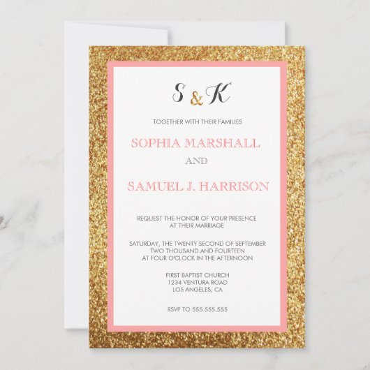 Élégante Faire-part de mariage d'or de la Parties (Devant)