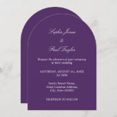 Élégante Faire-part de mariage en arc violet foncé (Devant / Derrière)