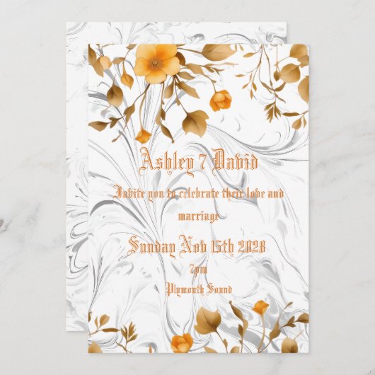 Elégante Faire-part de mariage en marbre (Devant / Derrière)