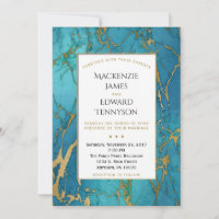 Elégante Faire-part de mariage en marbre bleu or