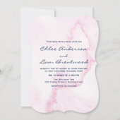 Elégante Faire-part de mariage en marbre rose (Devant)
