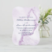 Élégante Faire-part de mariage en marbre violet (Debout devant)