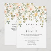 Elégante faire-part de mariage florale couleur Aqu (Devant / Derrière)