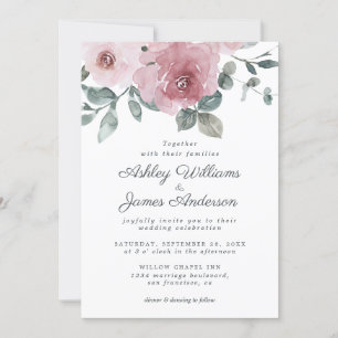 Élégante Faire-part de mariage Florale Dusty Rose