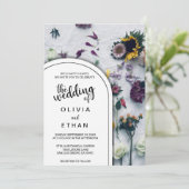 Elégante Faire-part de mariage florale noire et bl (Debout devant)