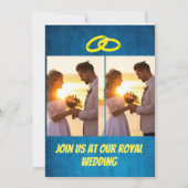 Elégante faire-part de mariage jaune et bleue (Dos)