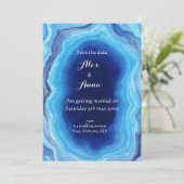 Elégante Faire-part de mariage marbrée - tons océa (Debout devant)