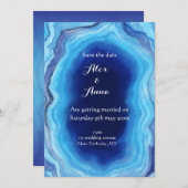 Elégante Faire-part de mariage marbrée - tons océa (Devant / Derrière)