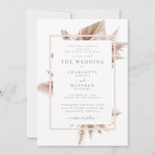 Elégante Faire-part de mariage Pampas (Devant)