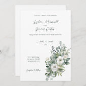 Élégante Faire-part de mariage Rose blanche (Devant / Derrière)