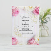 Élégante Faire-part de mariage rose et rose blanch (Debout devant)