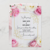 Élégante Faire-part de mariage rose et rose blanch (Devant / Derrière)