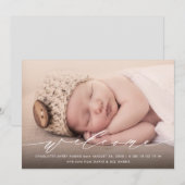 Élégante Faire-part de naissance de calligraphie (Devant / Derrière)