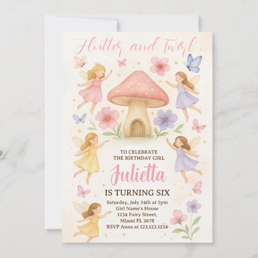 Elégante Fairy Anniversaire Invitation (Devant)