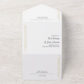 Elegante Fairy Lights Zwart & Goud QR Code Bruilof All In One Uitnodiging (Buitenkant)
