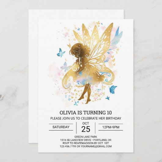 Elegante Fairycore Verjaardag Bliss Kaart (Voorkant / Achterkant)