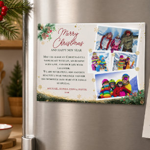 Elegante Familie 4 Foto Kerstvakantie Magneet
