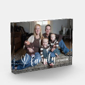 Elegante Familie Liefde Wit Script Custom Horizont Fotoblokken (Links)