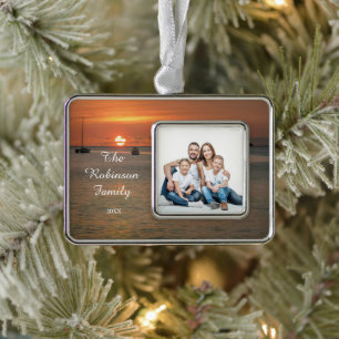 Elegante familie mam papa foto personaliseren verzilverd kader ornament