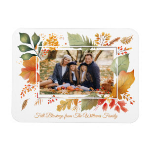 Elegante familie Thanksgiving foto val bladeren Magneet
