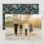 Elegante familienaam bloemige Kerstvakantie Kaart (Voorkant / Achterkant)