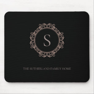 Elegante familienaam Monogram zwart Muismat