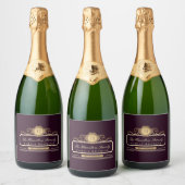 Elegante familiereünie Bourgogne Goud Sparkling Wijnetiket (Flessen)