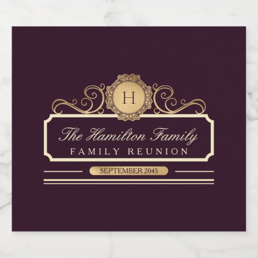 Elegante familiereünie Bourgogne Goud Sparkling Wijnetiket (Enkel label)