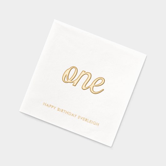 Elegante Fancy One 1st Birthday Gold Foil servette Folie Servetten (Links)