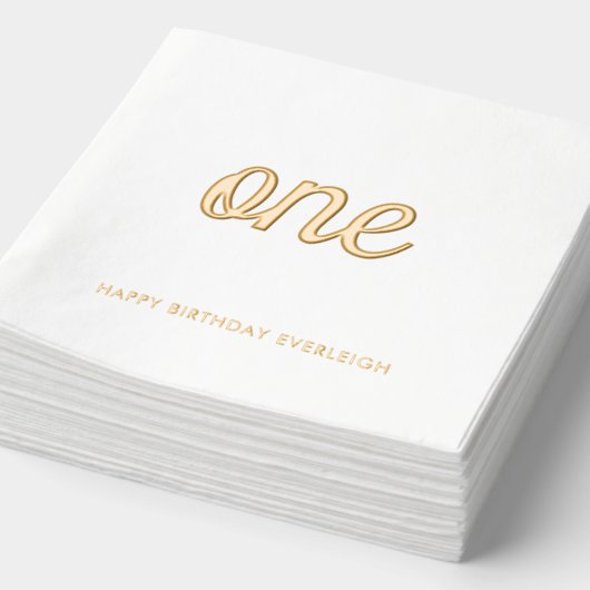 Elegante Fancy One 1st Birthday Gold Foil servette Folie Servetten (Detail)